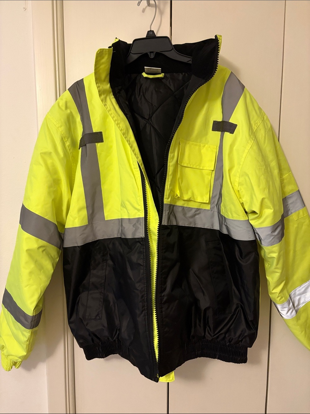 High-Visibility Yellow and Black Safety Work Jacket